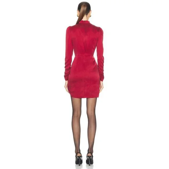 Zimmermann Draped Mini Dress in Garnet 2/Medium New Womens Long Sleeve Silk - Picture 2 of 16